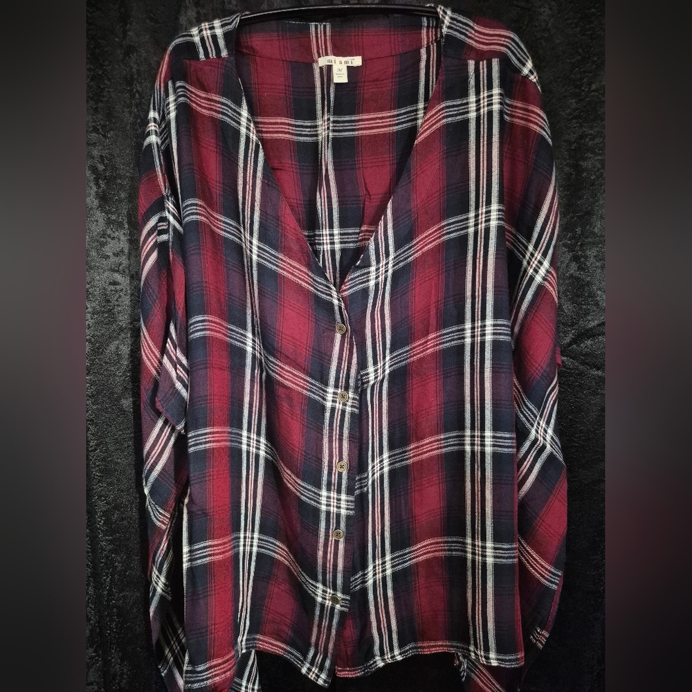Plaid Button-Up Women's Top